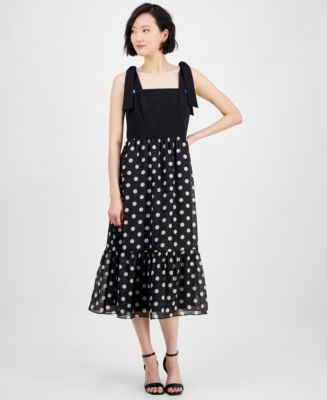 knee length dresses for ladies Anne Klein Petite Topstitch Linen-Blend Midi Dress  Bluefly