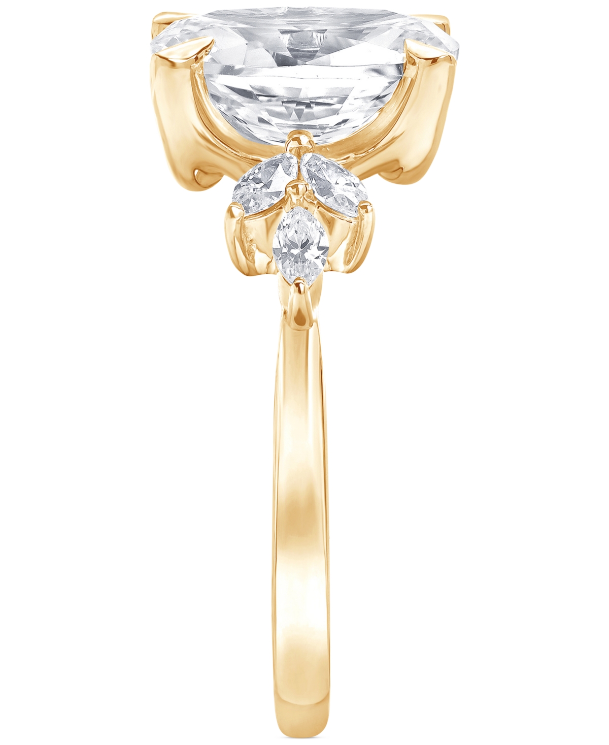Badgley Mischka Igi Certified Lab Grown Diamond Oval Engagement Ring (3-1/3 Ct. T.w.) In 14k White, Yellow Or Rose G In Yellow Gold