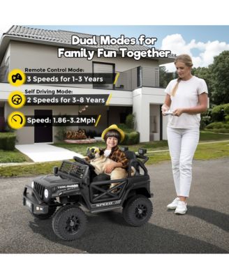 12V 7AH Kids Ride on Truck, Electric Ride on Car Toy Battery Powered Truck Vehicle w/ Remote Control, bluetooth, Spring Suspension, MP3 Player & LED Lights, 3 Speeds