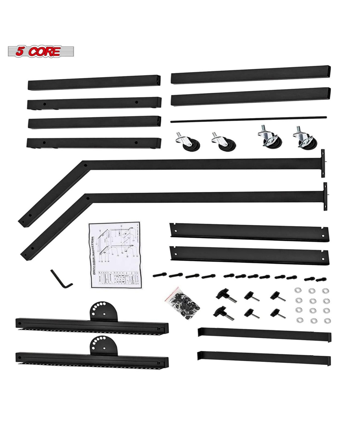 5 Core Dj Mixer Stand 12U Adjustable Rack Mount Rolling Stage Cart Pro Audio Studio Equipment for Homes Offices Stage Music Studios w Wheels - Rack St