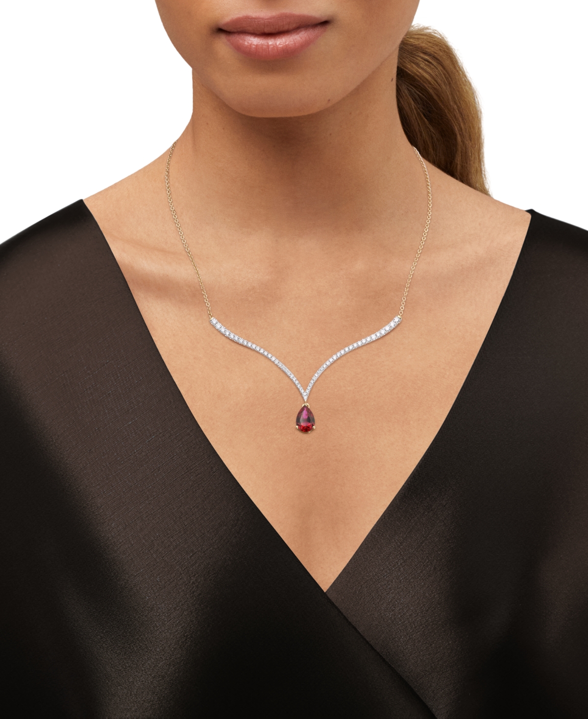 Grown With Love Emerald (1-1/2 Ct. T.w.) & Lab Grown Diamond (1 Ct. T.w.) Fancy 18" Pendant Necklace In 14k Gold (al In Ruby