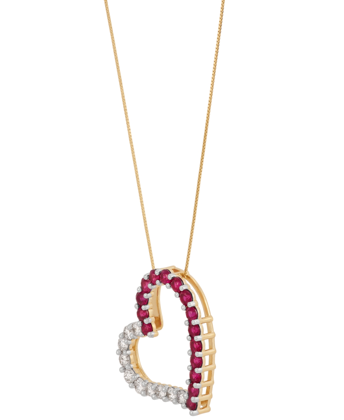 Grown With Love Lab Grown Ruby (2 Ct. T.w.) & Lab Grown Diamond (1 Ct. T.w.) Heart 18" Pendant Necklace In 14k Gold In Ruby