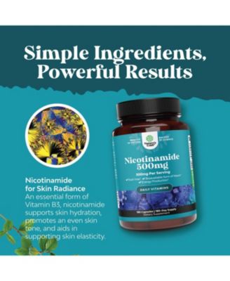Nicotinamide Capsules, Mitochondrial Energy and Potent Skin Supplement, Nature's Craft, 180ct
