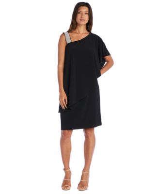 R & M Richards - One-Shoulder Rhinestone-Embellished Dress