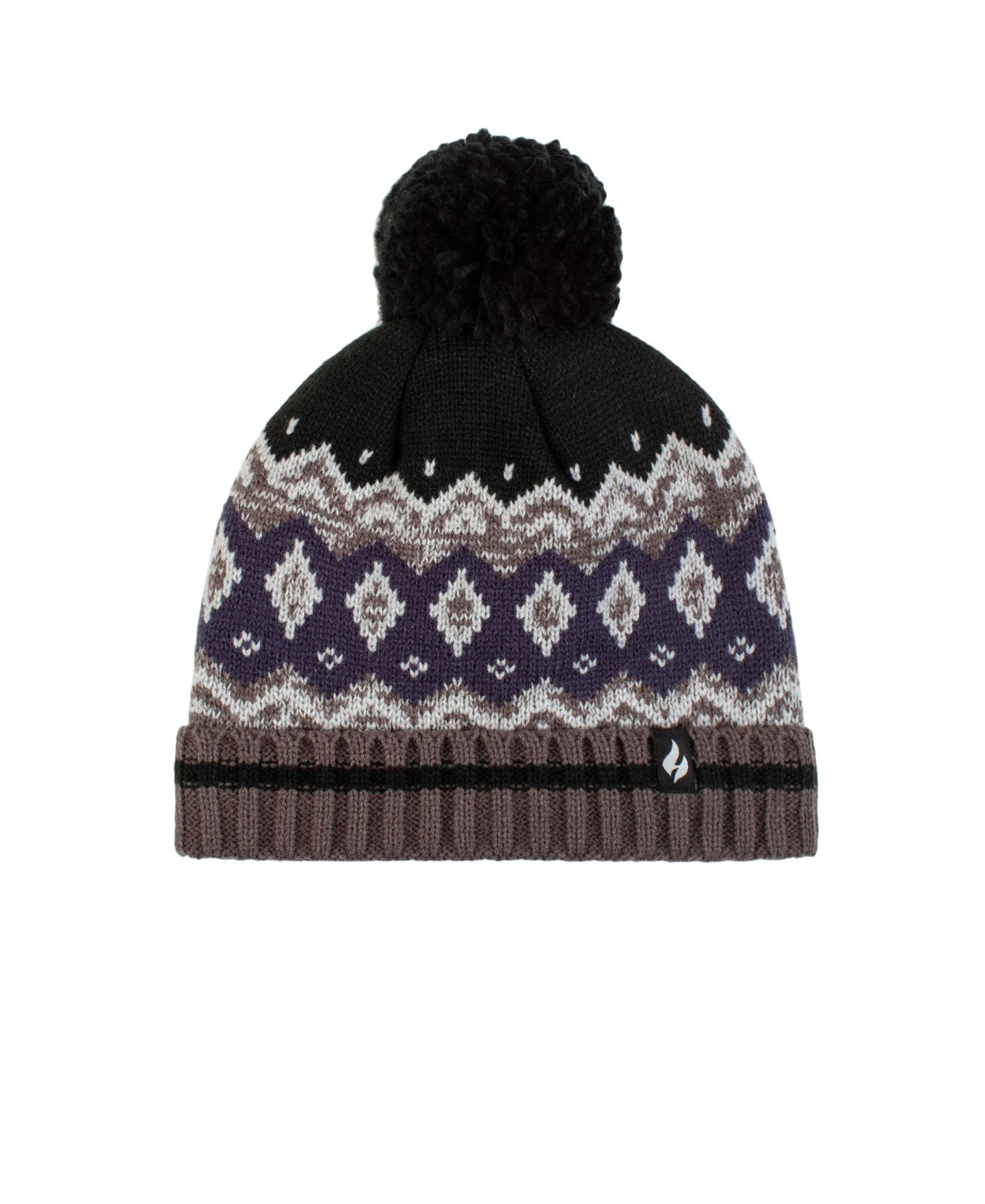 Мужской головной убор Heat Holders Dylan Patterned Hat with Pom, цвет: Серый / Тёмно-синий — фото 1