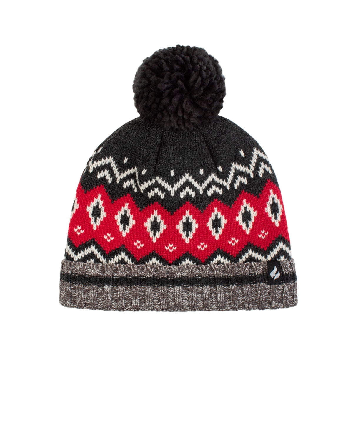 Heat Holders Men's Dylan Patterned Hat With Pom In Gray,red