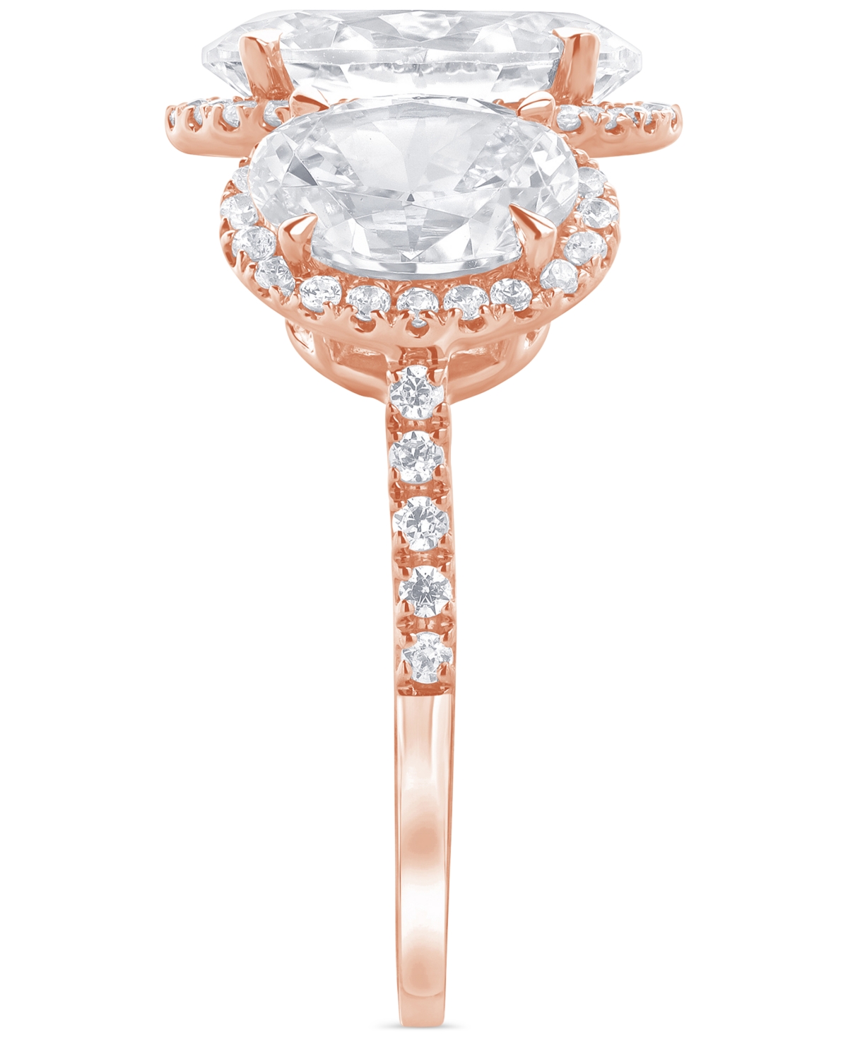 Badgley Mischka Igi Certified Lab Grown Diamond Three Stone Oval Halo Ring (5-1/3 Ct. T.w.) In 14k White, Yellow Or In Rose Gold