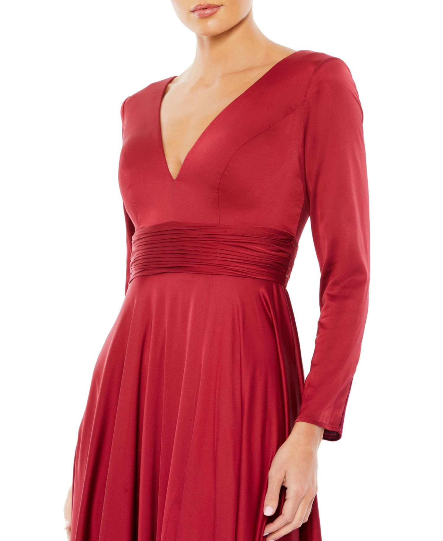 Women's Ieena Long Sleeve Ruched Waist A-Line Gown