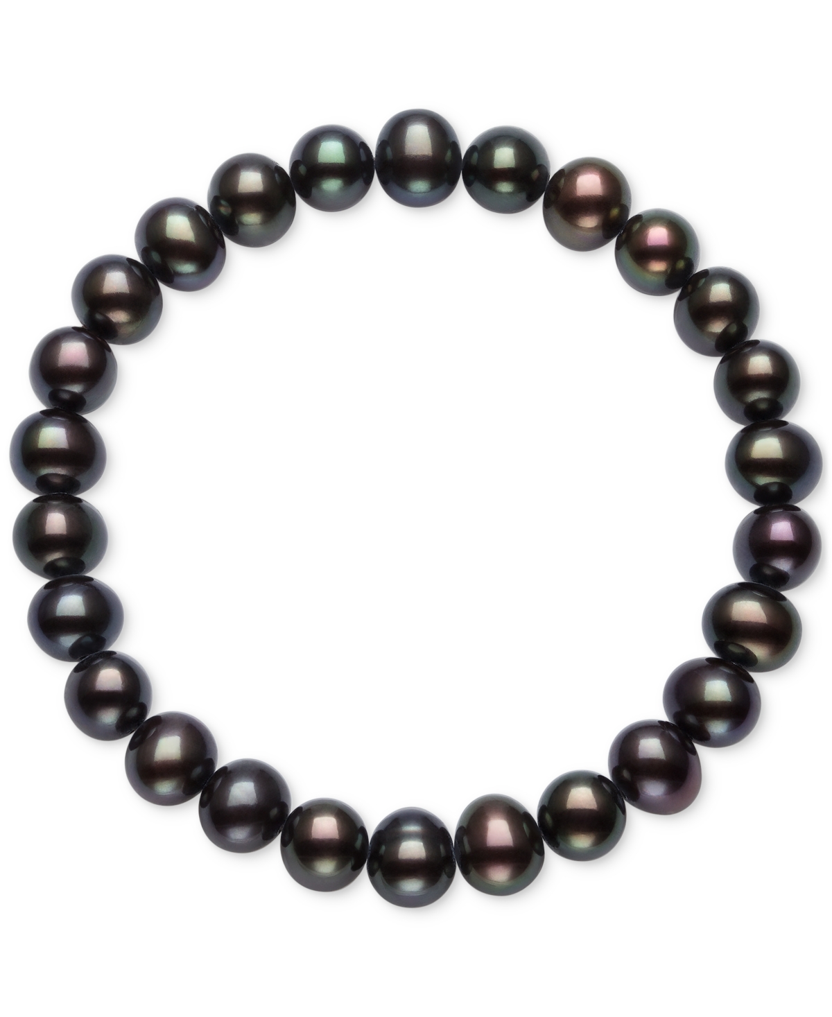 Macy's 3-pc. Set Dyed Peacock Black Cultured Freshwater Baroque Pearl (6-7mm) Necklace, Bracelet & Drop Ear In Peacock Black