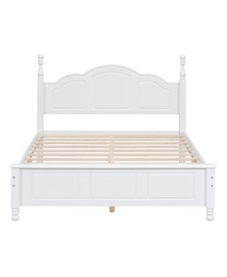 Full Size Wood Platform Bed Frame Retro Style Platform Bed with Wooden Slat Support