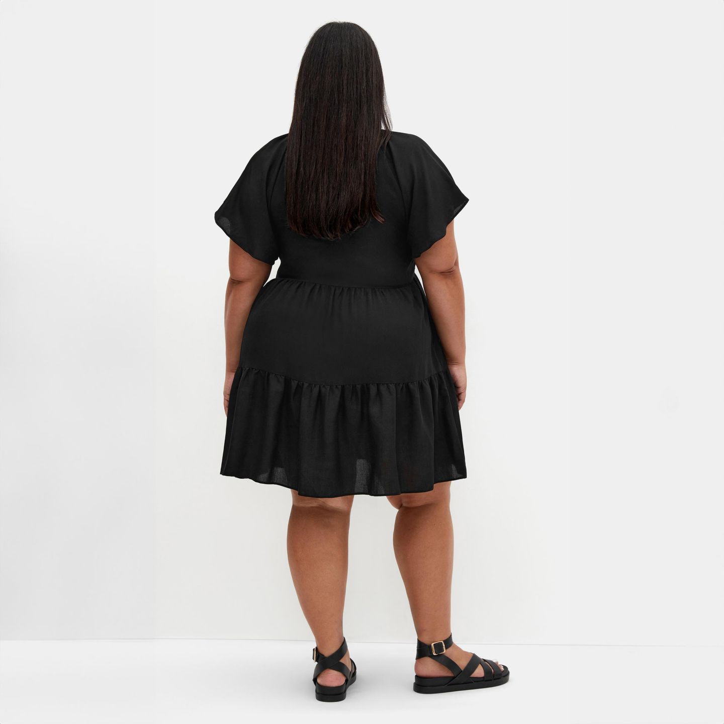 Женское платье CITY CHIC Plus Size Frill Mini, цвет: Чёрный — фото 2