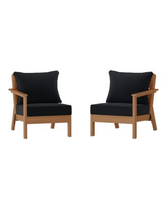Outdoor Patio HDPE Teak Loveseat Sofa with Patio Cushions