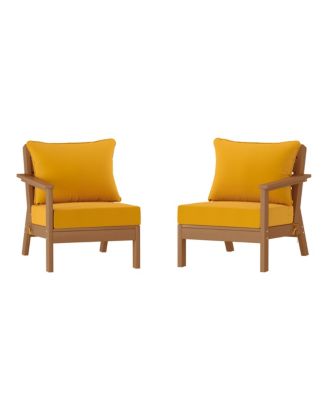 Outdoor Patio HDPE Teak Loveseat Sofa with Patio Cushions