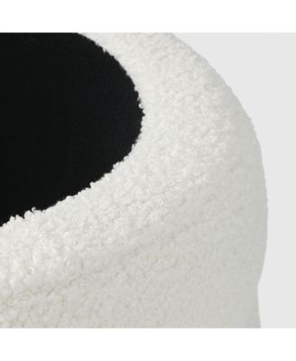 Modern Faux Sherpa Swivel Barrel Accent Chair With Storage Ottoman