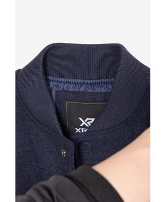 Boys Wool Varsity Bomber Jacket With Grainy PU Sleevees