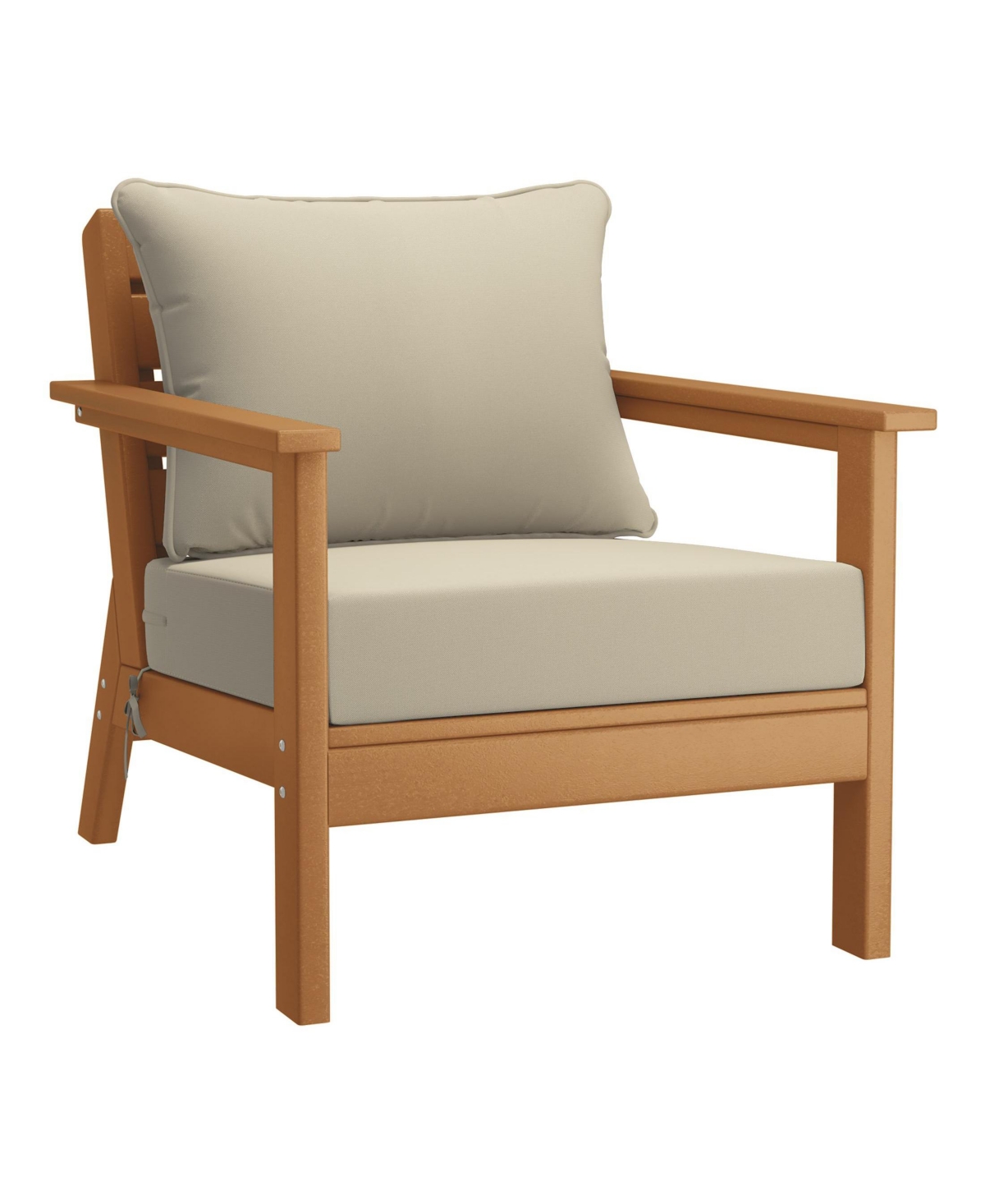 WestinTrends Outdoor Modern Hdpe Patio Teak Club Chairs with Deep Seat Cushions (Set of 2)