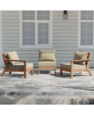 Outdoor Patio HDPE Teak Sectional Sofa with Patio Cushions