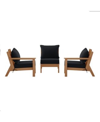 Outdoor Patio HDPE Teak Sectional Sofa with Patio Cushions