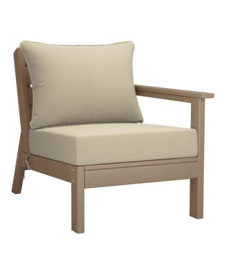 Outdoor Patio HDPE Weathered Wood Loveseat Sofa with Patio Cushions