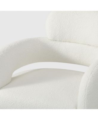 Mid-Century Modern Faux Sherpa Swivel Barrel Accent Chair