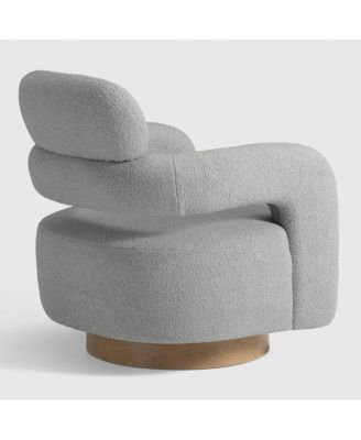 Mid-Century Modern Faux Sherpa Swivel Barrel Accent Chair