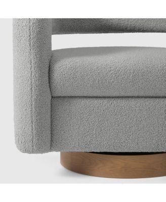 Mid-Century Modern Faux Sherpa Swivel Barrel Accent Chair