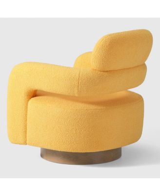 Mid-Century Modern Faux Sherpa Swivel Barrel Accent Chair
