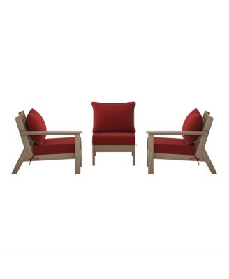 Outdoor Patio HDPE Weathered Wood Sectional Sofa with Patio Cushions