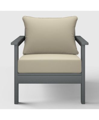 Outdoor Modern HDPE Patio Gray Club Chairs with Deep Seat Cushions (Set of 2)