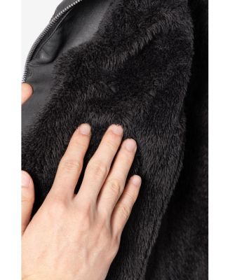 Boys Lined Moto PU Leather Jacket With Removable Hood