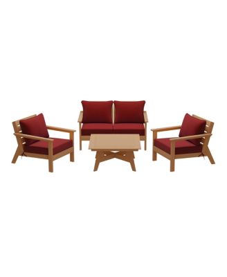 Outdoor 5-Piece Teak Modular Sectional Patio Furniture Sofa Set