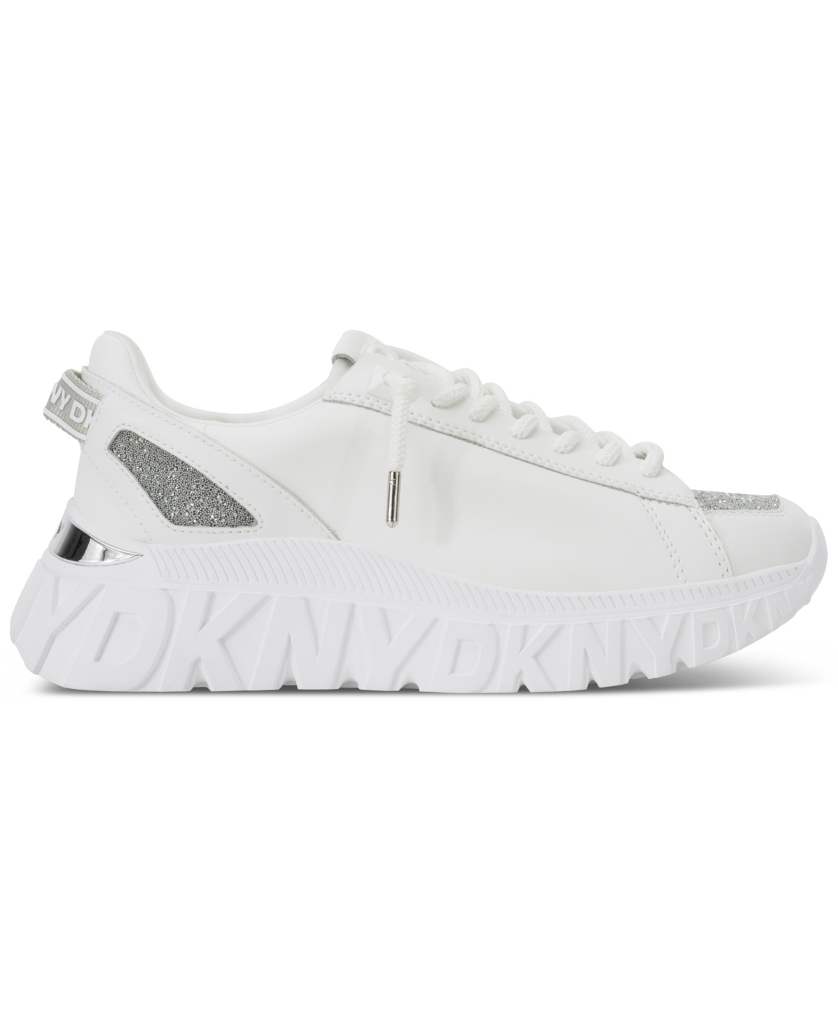 Dkny Women's Lacamp Glitter Sneakers In White