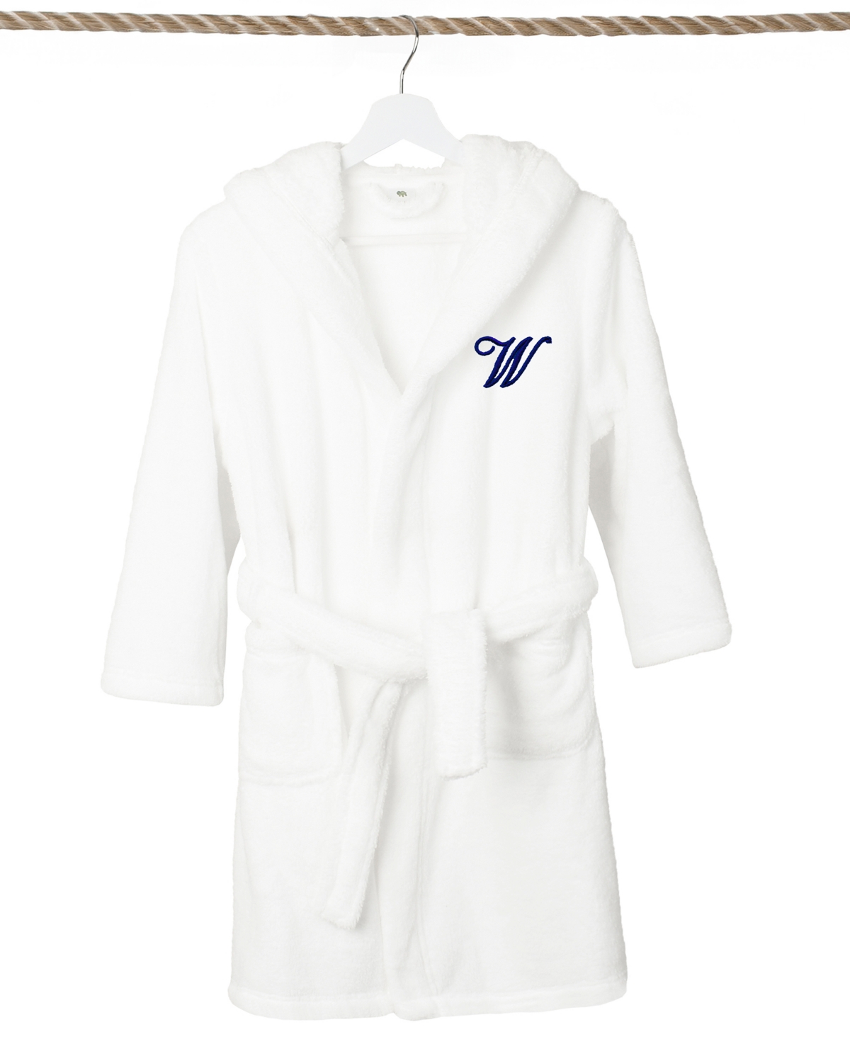 Linum Home Personalized Kids Super Plush Hooded Bathrobe In White
