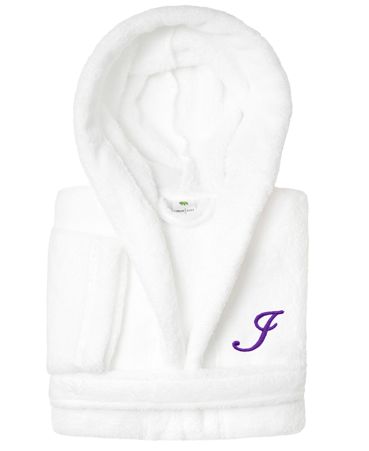Linum Home Personalized Kids Super Plush Hooded Bathrobe In I White,purple