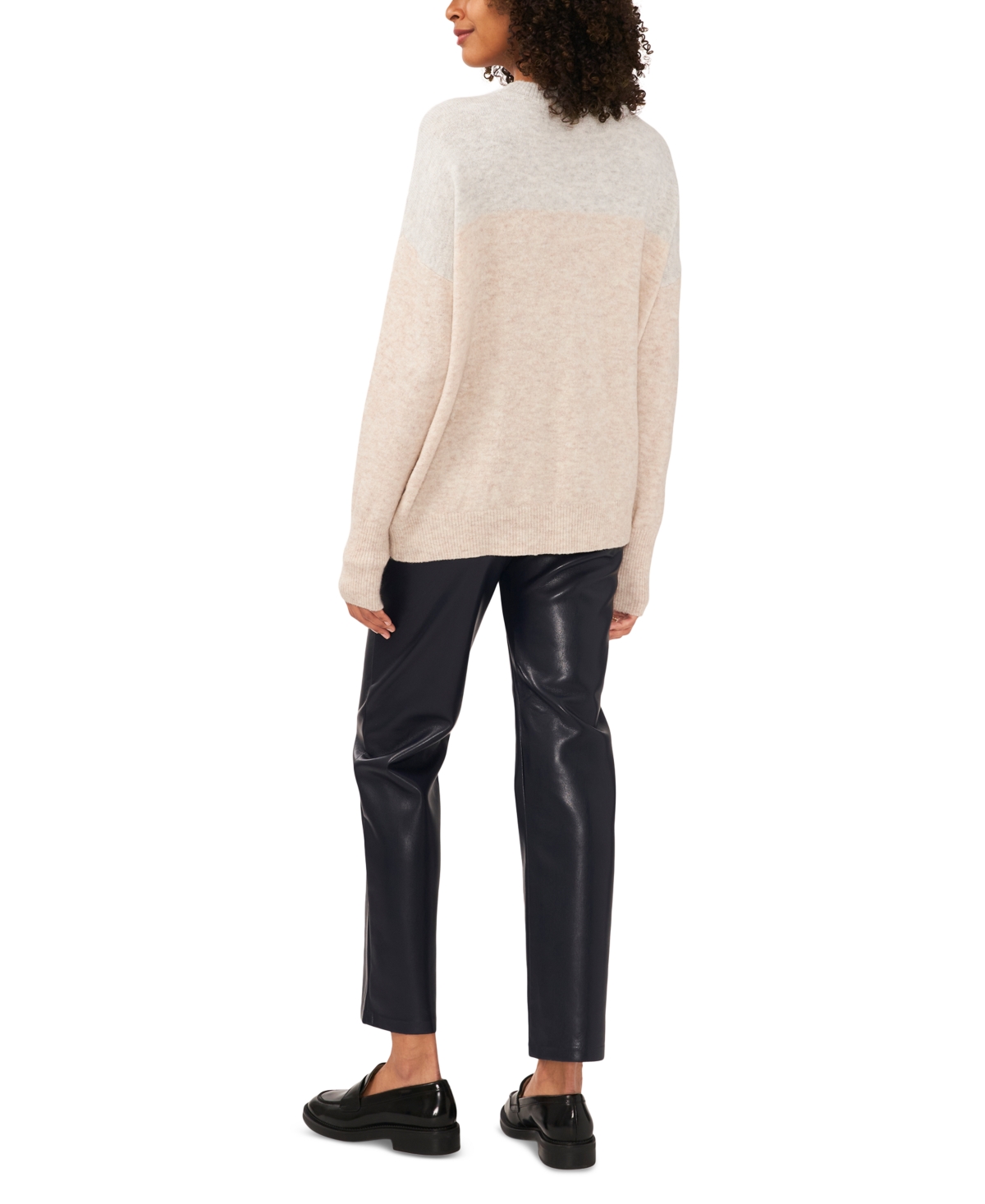 Vince Camuto Cozy Extended Shoulder Color Blocked Sweater In Malted