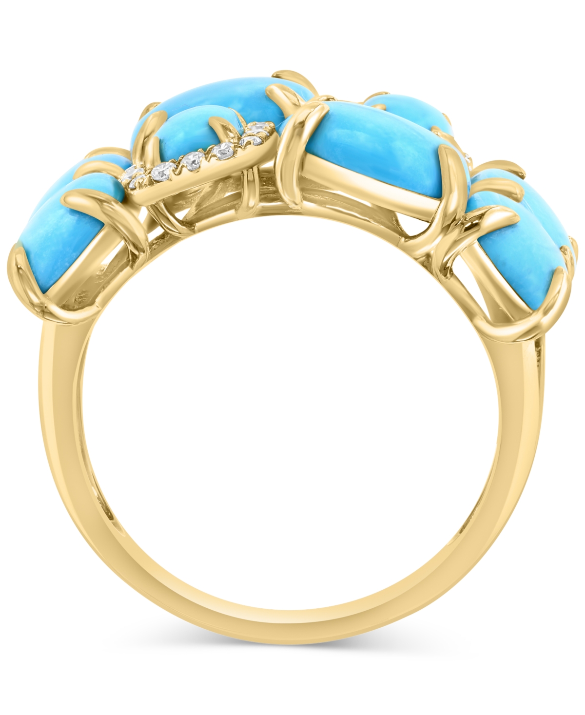 Effy Collection Effy Turquoise & Diamond (1/6 Ct. T.w.) Cushion Cluster Ring In 14k Gold In Turquoise