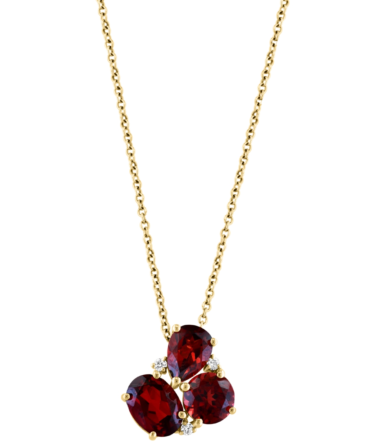 Effy Collection Effy Garnet (3-5/8 Ct. T.w.) & Diamond (1/20 Ct. T.w.) Mixed Cut Cluster 18" Pendant Necklace In 14k In Garnet