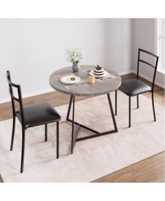 Round Dining Table Set for 2 – Compact Kitchen Dinette with Upholstered Chairs for Small Spaces, Apartments, or Breakfast Nooks