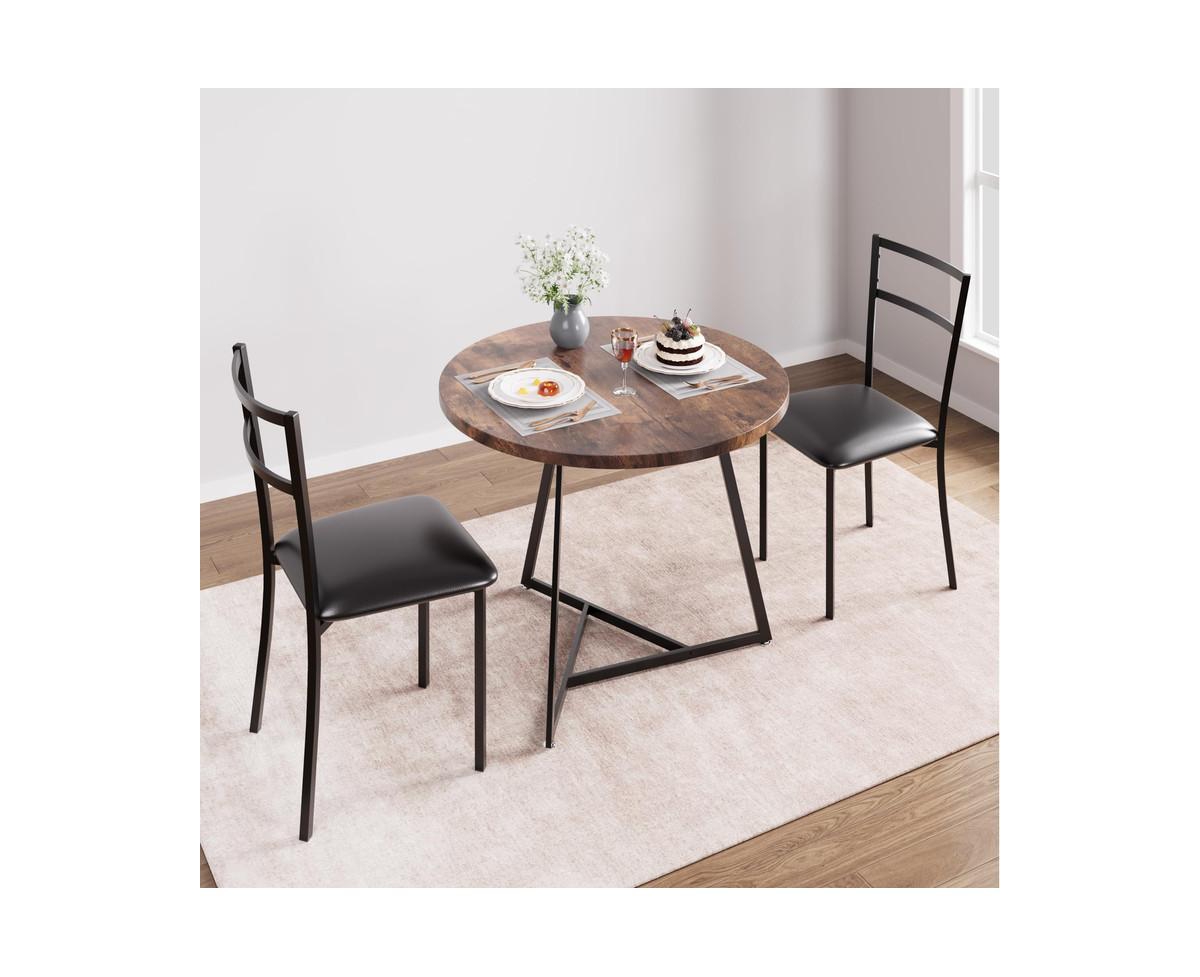 gaomon Round Dining Table Set for 2,Kitchen Table Chairs Set of 2, Small Dining Room Table Set with 2 Upholstered Chairs, Dinette for Small Place,Apar