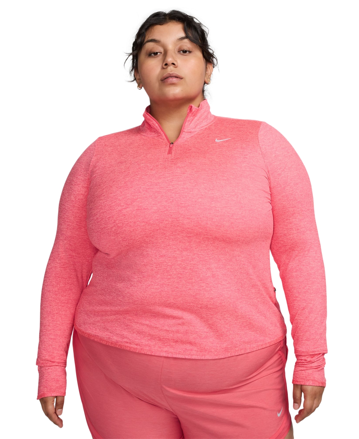 Nike Plus Size Active Dri-fit Swift-element Uv 1/4-zip Running Top In Pink