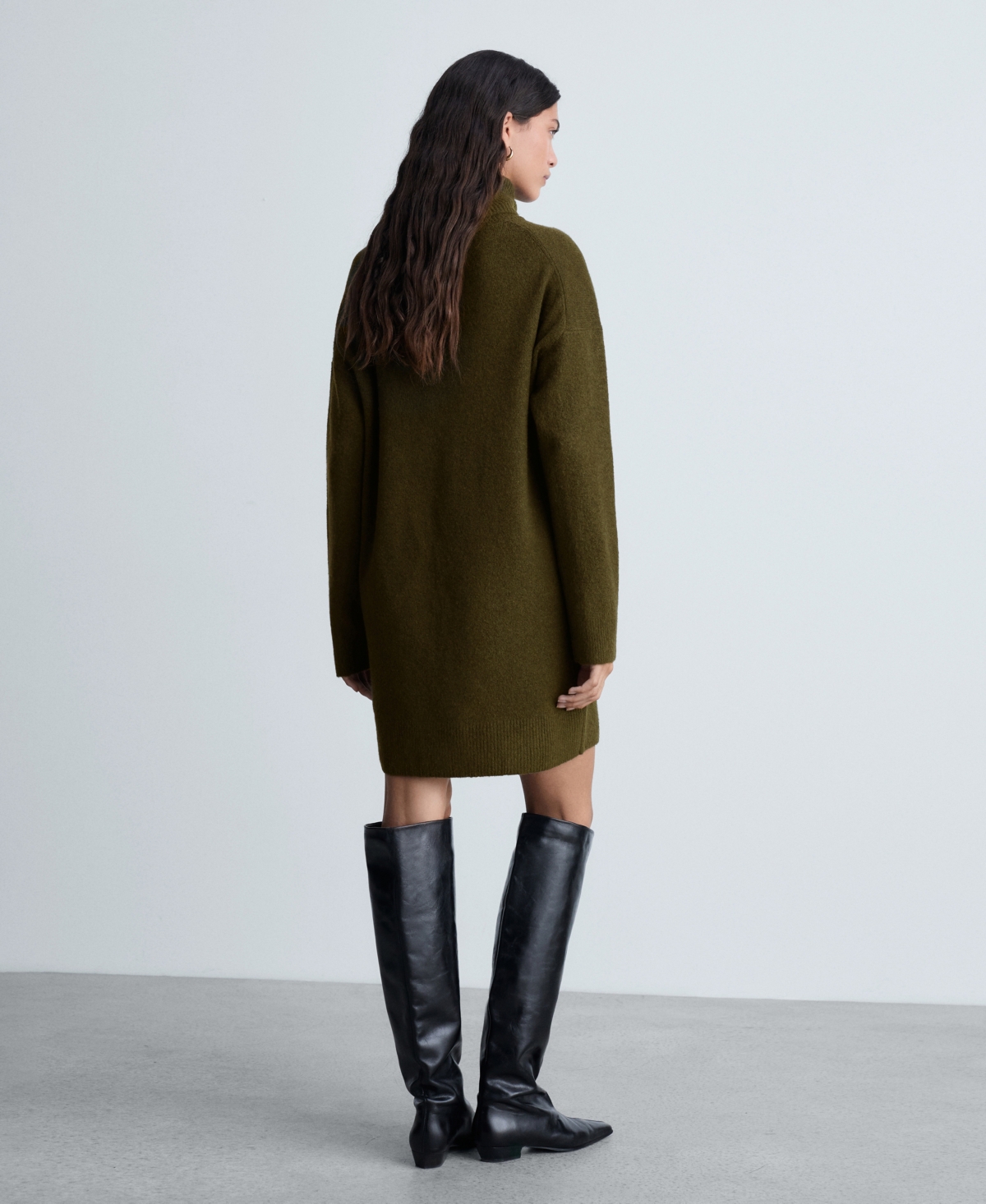 Shop Mango Women's Short Turtleneck Knitted Dress In Khaki