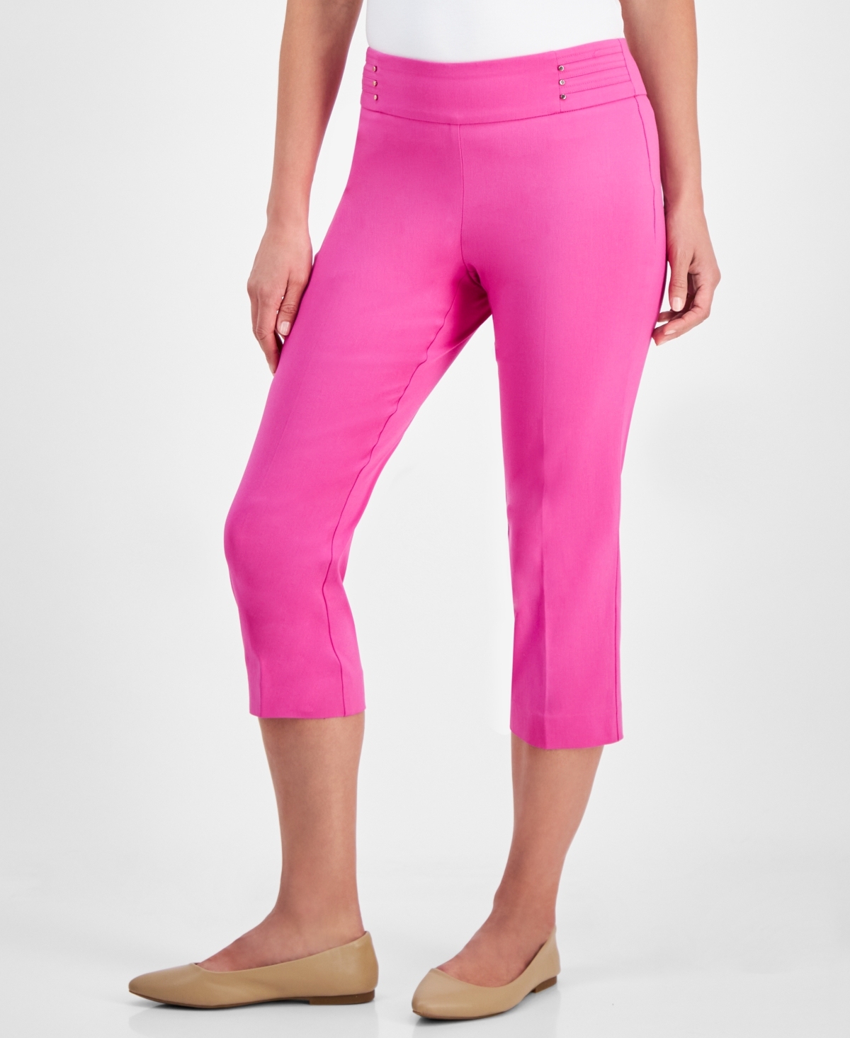 JM COLLECTION PETITE RIVET-DETAIL CAPRI PANTS, CREATED FOR MACY'S 