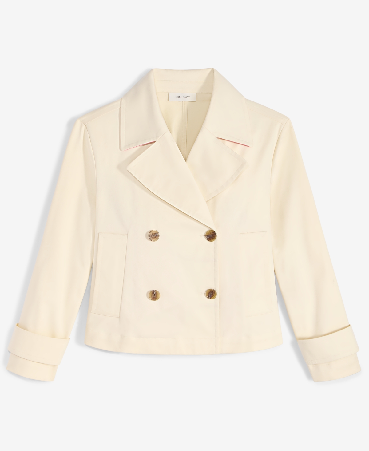 On 34th Women's Casual Cropped Twill Peacoat, Exclusively At Macy's In Ecru
