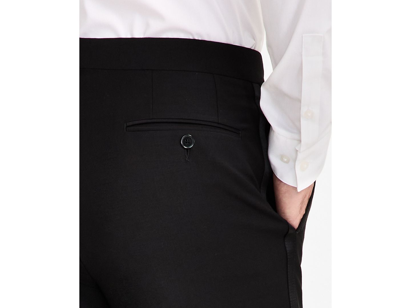 Мужские брюки Calvin Klein Slim-Fit Wool-Blend Tuxedo, цвет: Чёрный — фото 6
