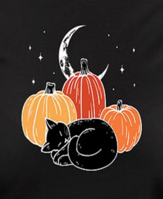 Plus Size Trendy Pumpkin Cat Graphic Pullover Top
