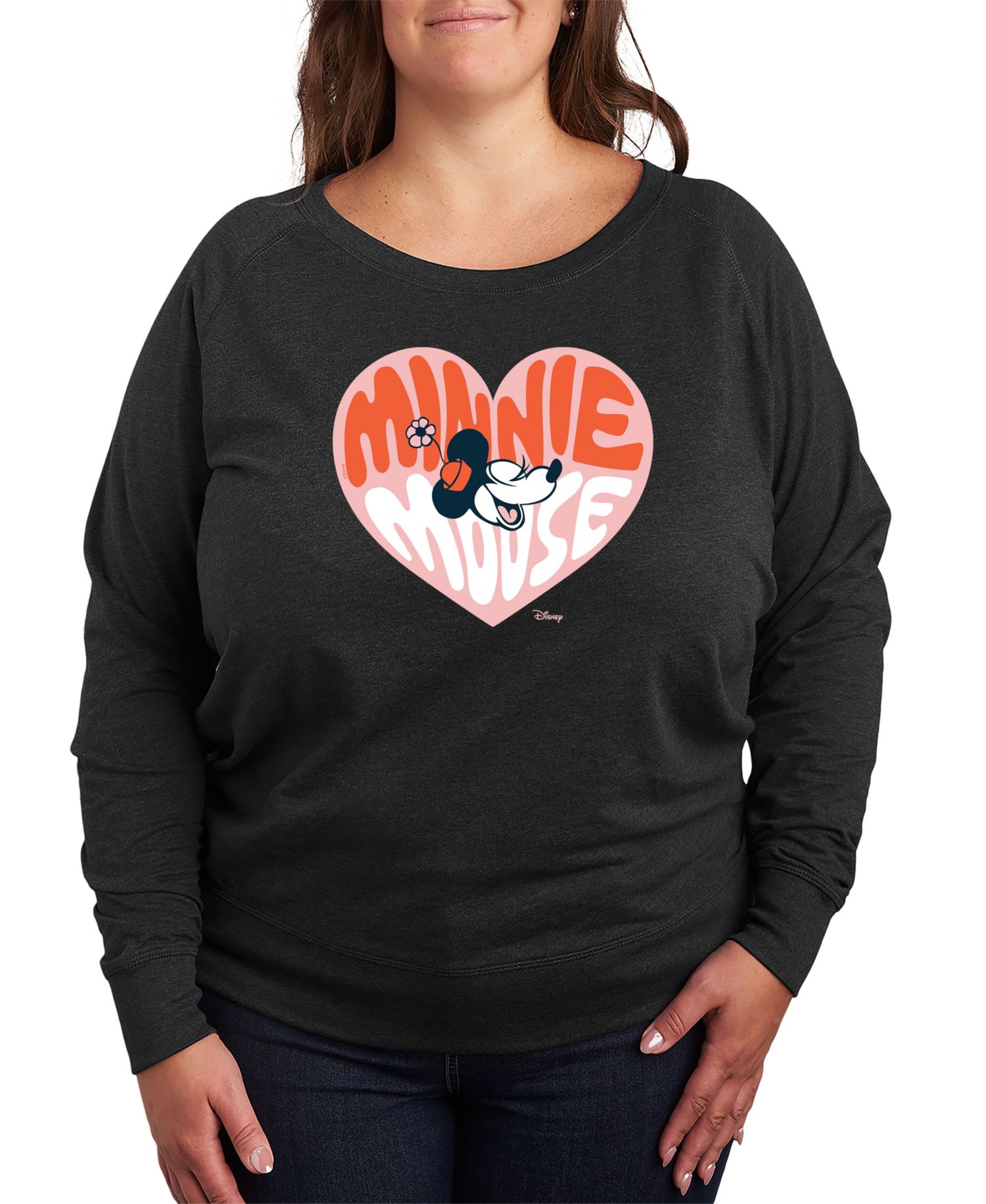 Plus Size Disney Minnie Mouse Heart Graphic Pullover T-shirt