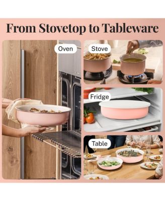 18 Piece Ceramic Nonstick Detachable Handle Cookware Set