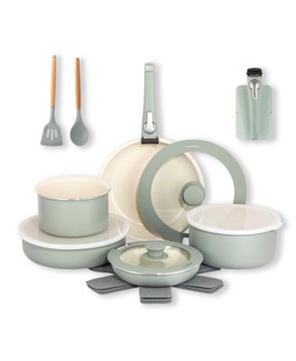 aluminum 18 Piece Ceramic Nonstick Detachable Handle Cookware Set