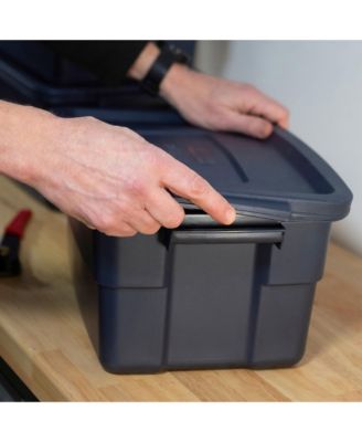 3 Gallon Stackable Storage Container, Dark Indigo Metallic (6 Pack)