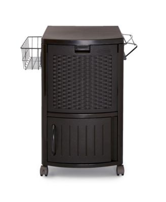 DCCW3000D 77 Quart Resin Wicker Patio Cooler with Cabinet & Wire Basket